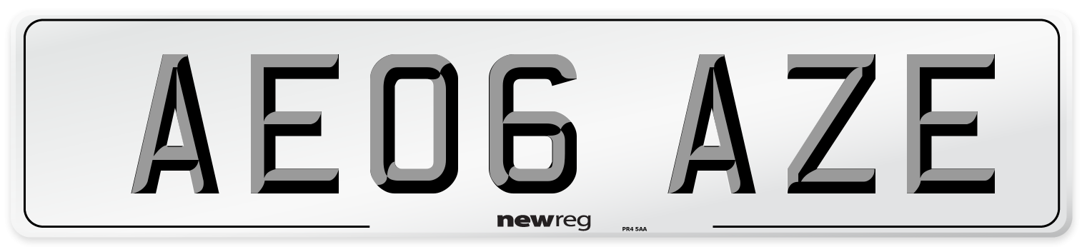 AE06 AZE Number Plate from New Reg